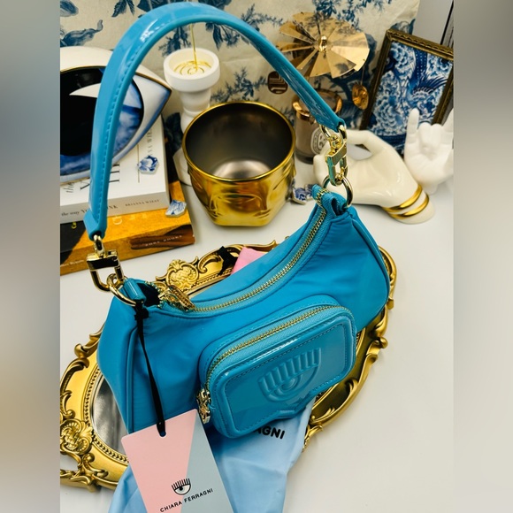 🆕 CHIARA FERRAGNI 🧿 NWT Vicky Eyelike Tote Bag - Borsa a Mano - Blue - Picture 4 of 16